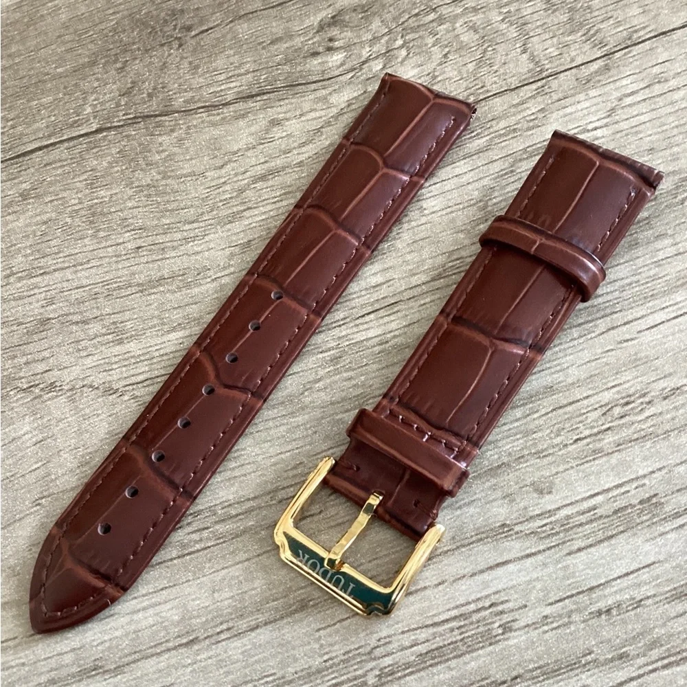 Tudor Brown and Black Croc-Embossed Leather Watch Straps
